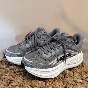 Hoka Bondi 9 - Basically New! Gray and White Athletic Shoes